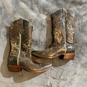 Womens real leather cowgirl boots